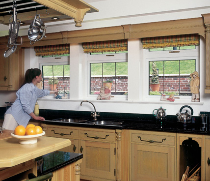 Casement Windows in kitchen interior view