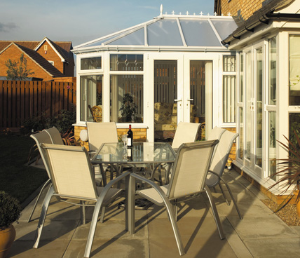 Victorian Conservatory with patio and outside table